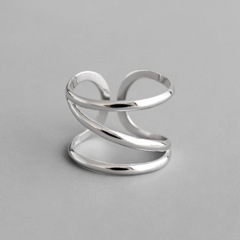 Geometric Chic Style Adjustable 925 Sterling Silver Open Ring