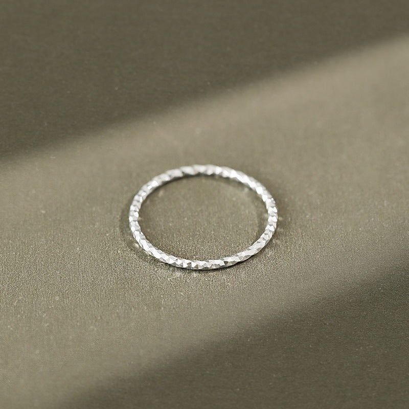 Diamond Cut Faceted Geometric Slim Knuckle Ring Silver S925 Sterling Silver Fine Stacking Ring