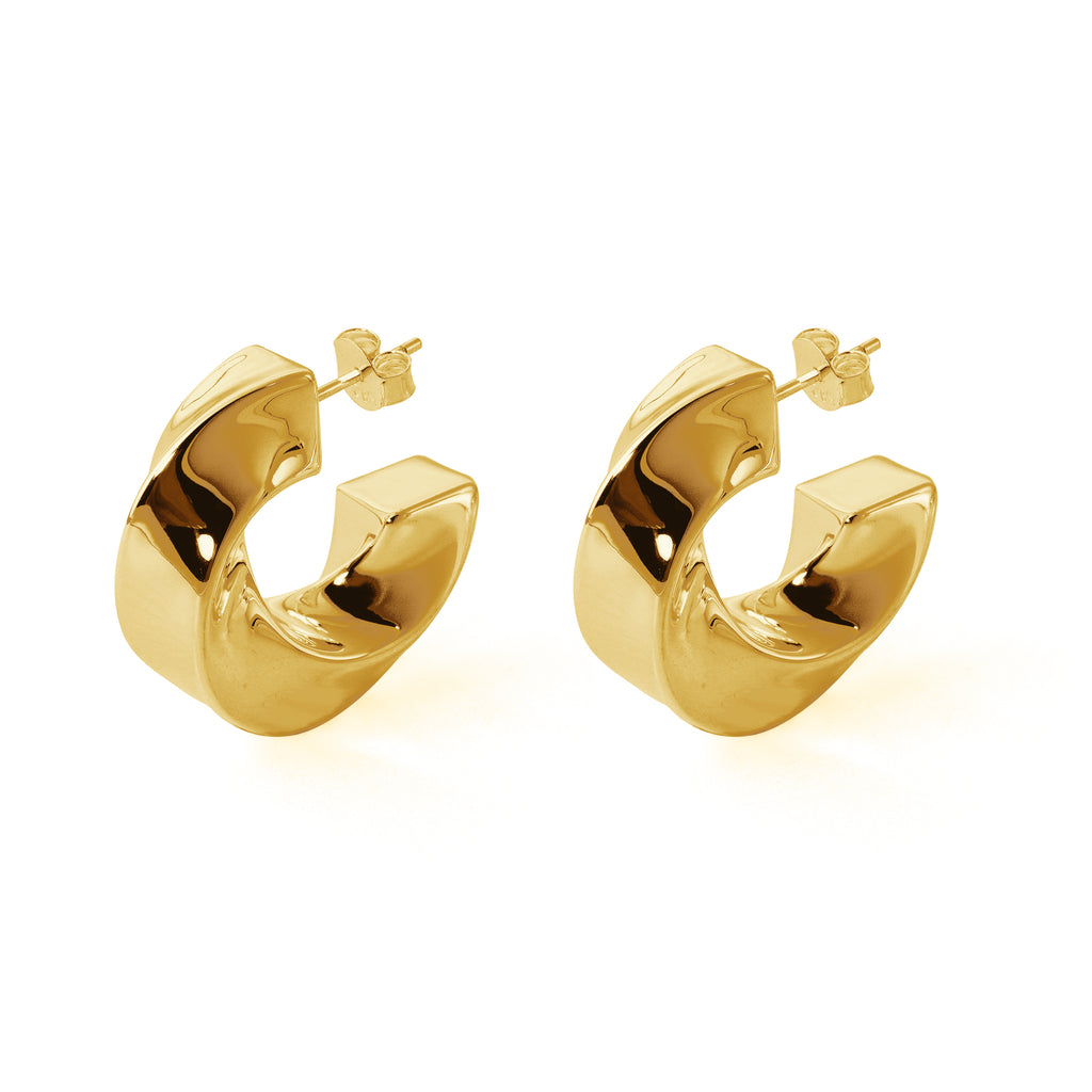 Exaggerated Hollow Chunky Statement Jewelry Electroforming Classic Twisted C Shape 999 Sterling Silver Hoop Earrings