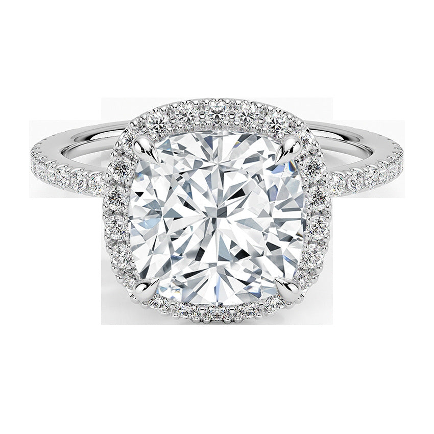 Geometry Classic Radiant Cubic Zirconia 925 Sterling Silver Adjustable Ring Necklace Earrings