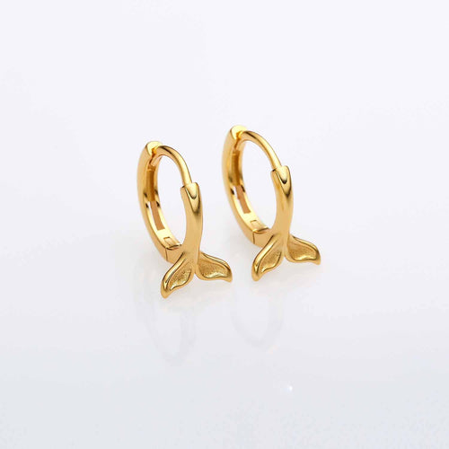 Beautiful Mermaid Fish Tail 925 Sterling Silver Hoop Earrings