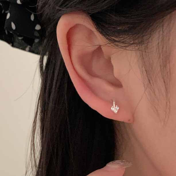 Honey Moon Mini CZ Hearts 925 Sterling Silver Stud Earrings