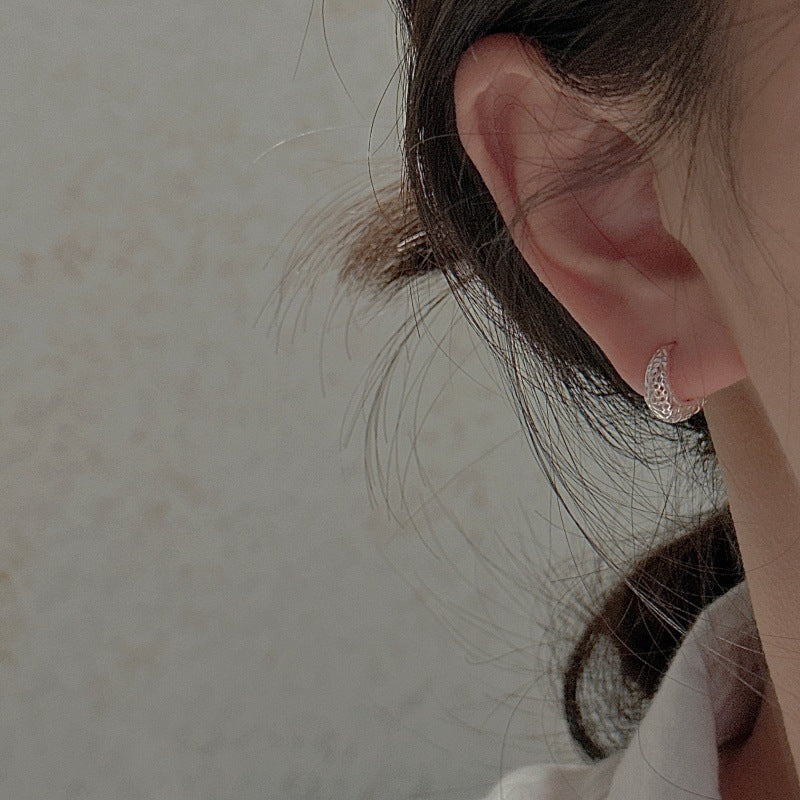 Hollow Openwork Geometric Women Elegant Daily Jewelry 925 Sterling Silver Hoop Small Huggie Earrings