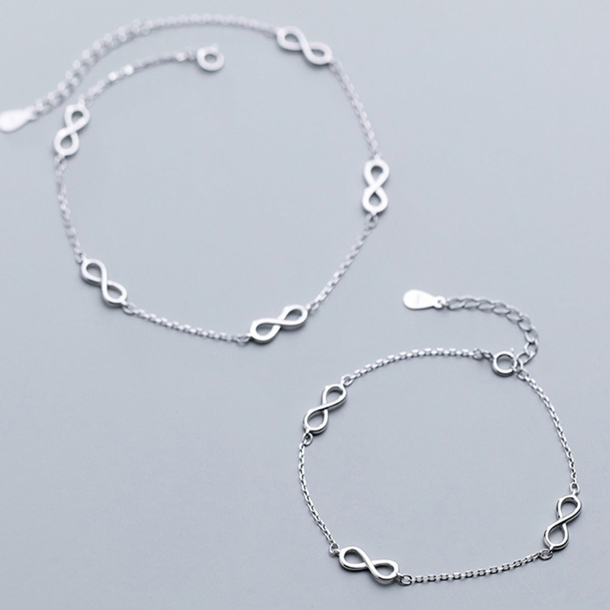 Infinity Symbol Pure Metal S925 Sterling Silver Chain Anklet Bracelet