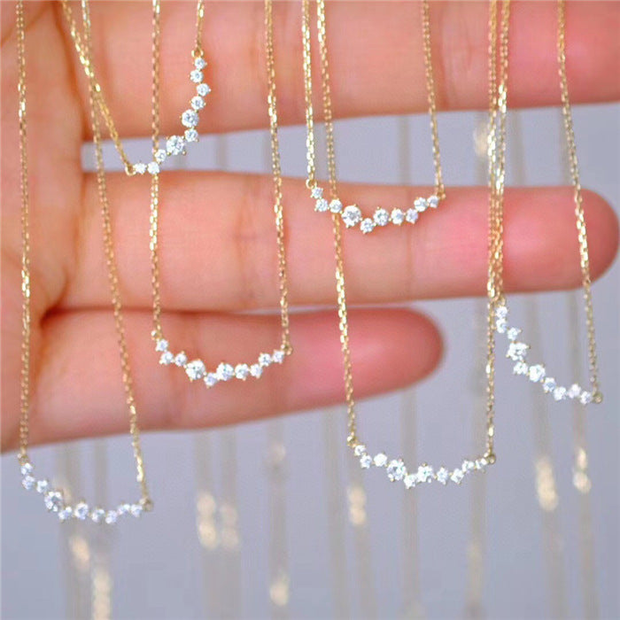 Fashion Shining CZ Smile 925 Sterling Silver Necklace