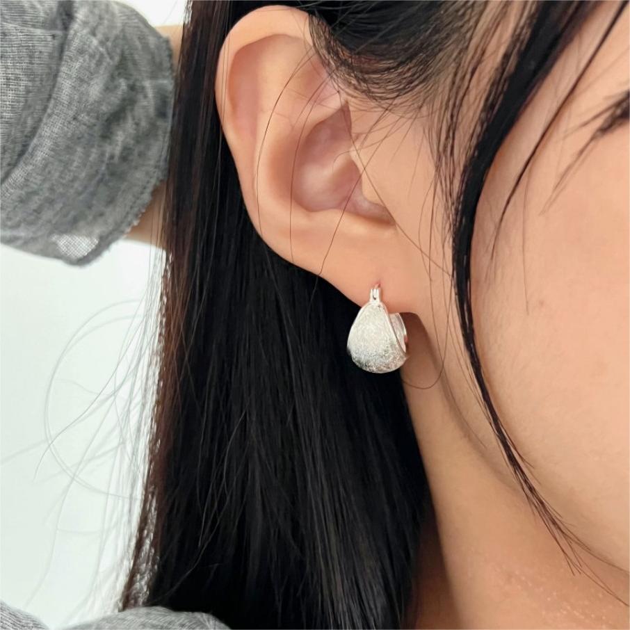 Wire-cut round dome 925 pure silver geometric circular stud Earrings