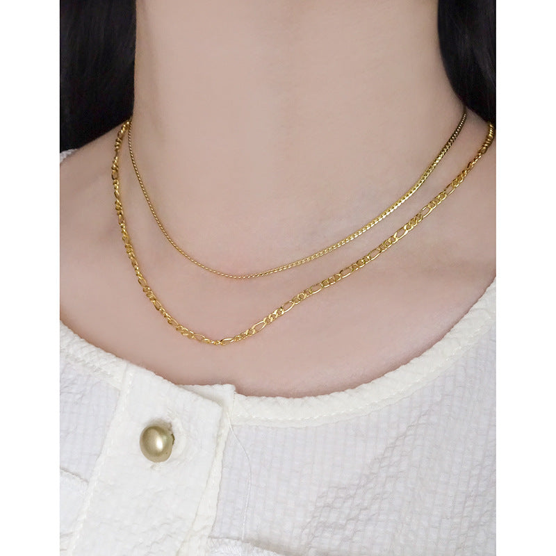 Geometric Figaro Twisted Link Pure Metal 925 Sterling Silver Chain Necklace