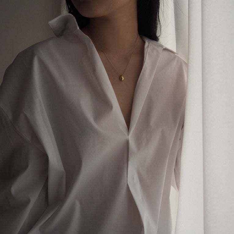 Simple Irregular Waterdrop Shape 925 Sterling Silver Necklace