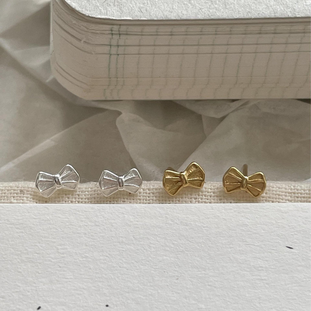Girl Cute Mini Bow-Knot 925 Sterling Silver Stud Earrings