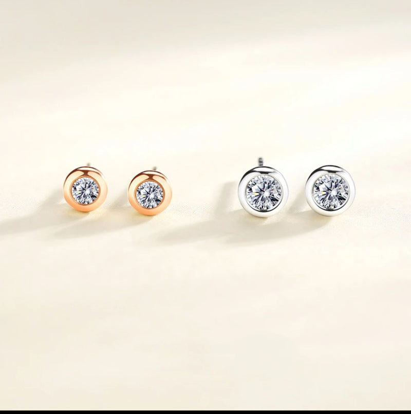 Mosang Stone 50 points 1 2 carat Bubble Thread Earrings 925 Silver Plated 14k Gold Earrings Rose Gold
