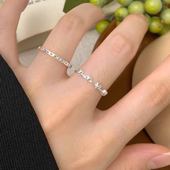 Honey Moon Hollow Hearts by Hearts 925 Sterling Silver Adjustable Ring
