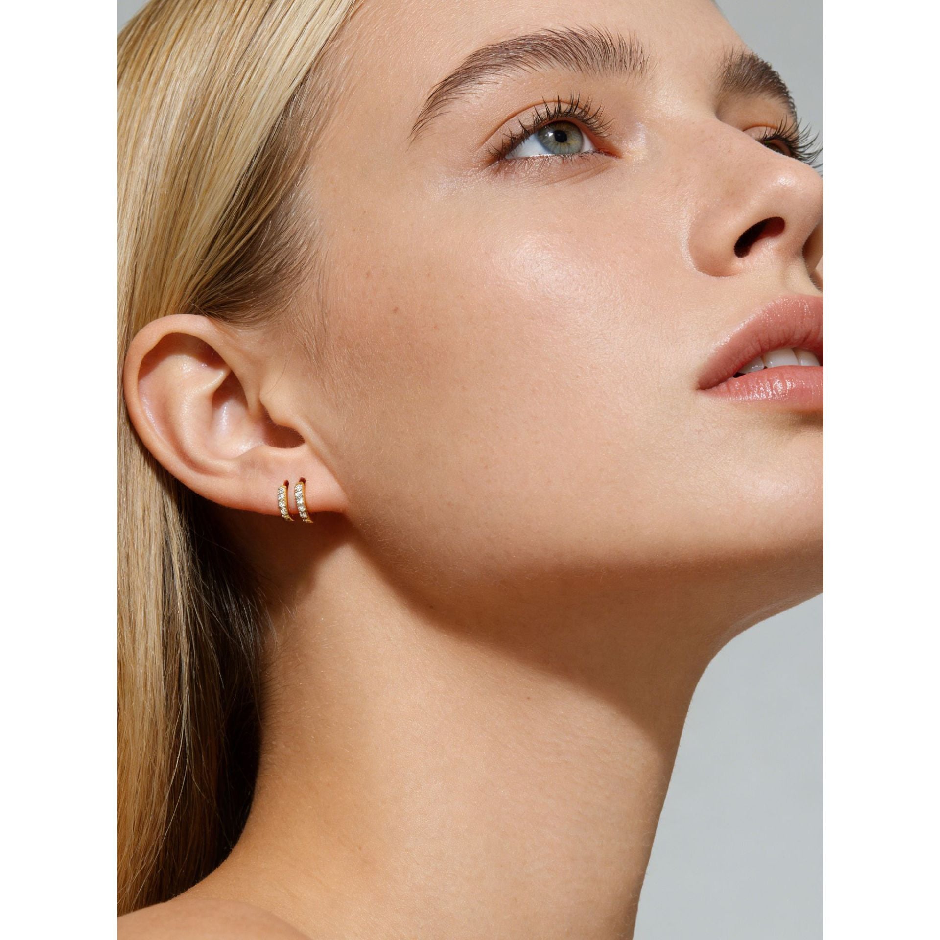 Modern Style for Women Party Wedding Gift Cubic Zirconia Geometric Circle Design S925 Sterling Silver Hoop Earrings