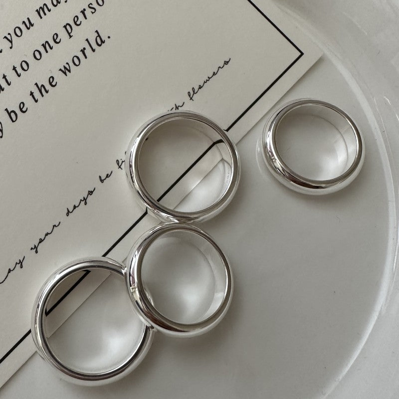 Polished Irregular Rounded Geometric Smooth Domed Band 925 Sterling Silver Ring
