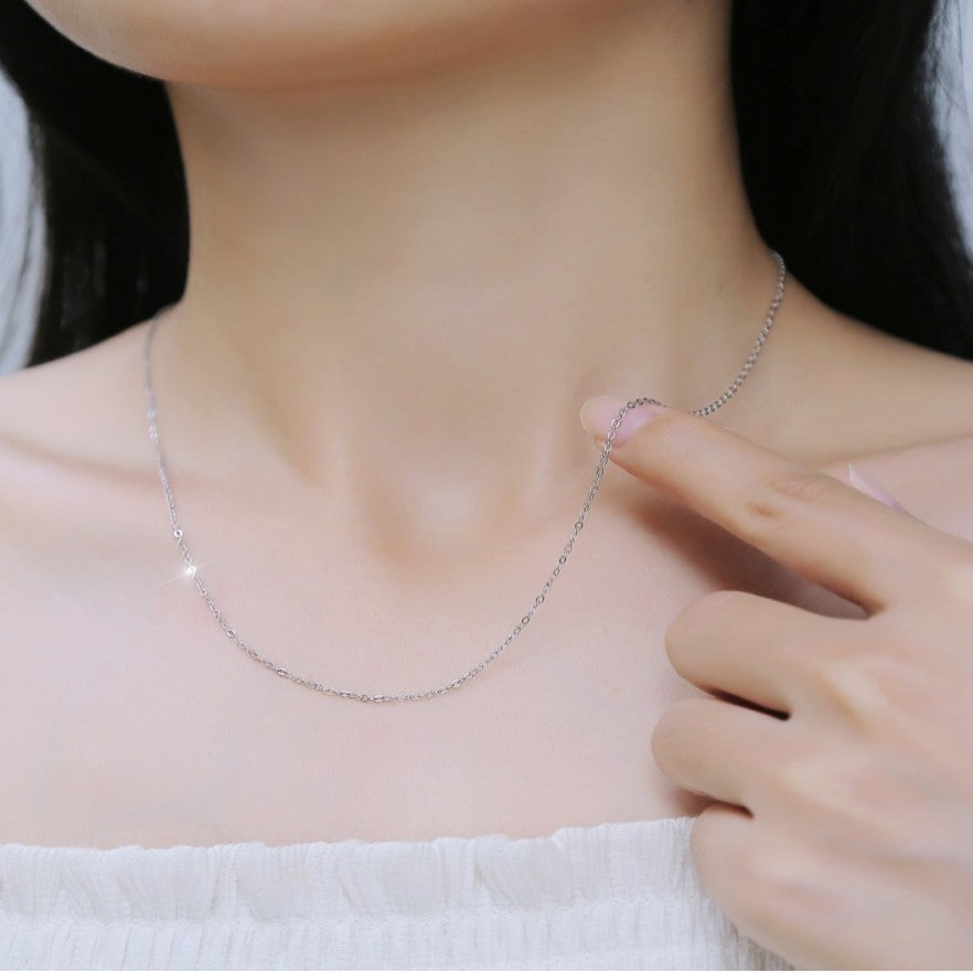 Pure metal minimalism S925 pure silver chain necklace DIY plain chain women's Necklace