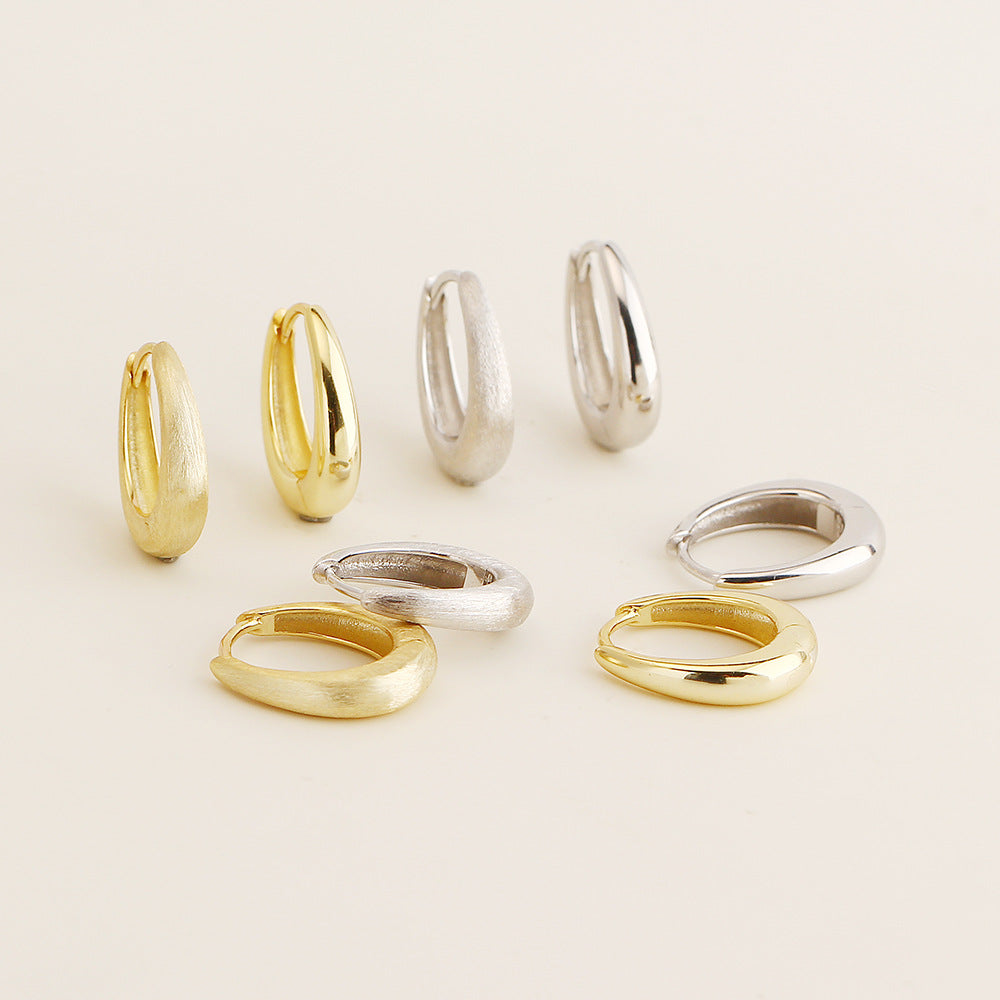 Modern Teardrop 925 Sterling Silver Huggie Hoop Earrings