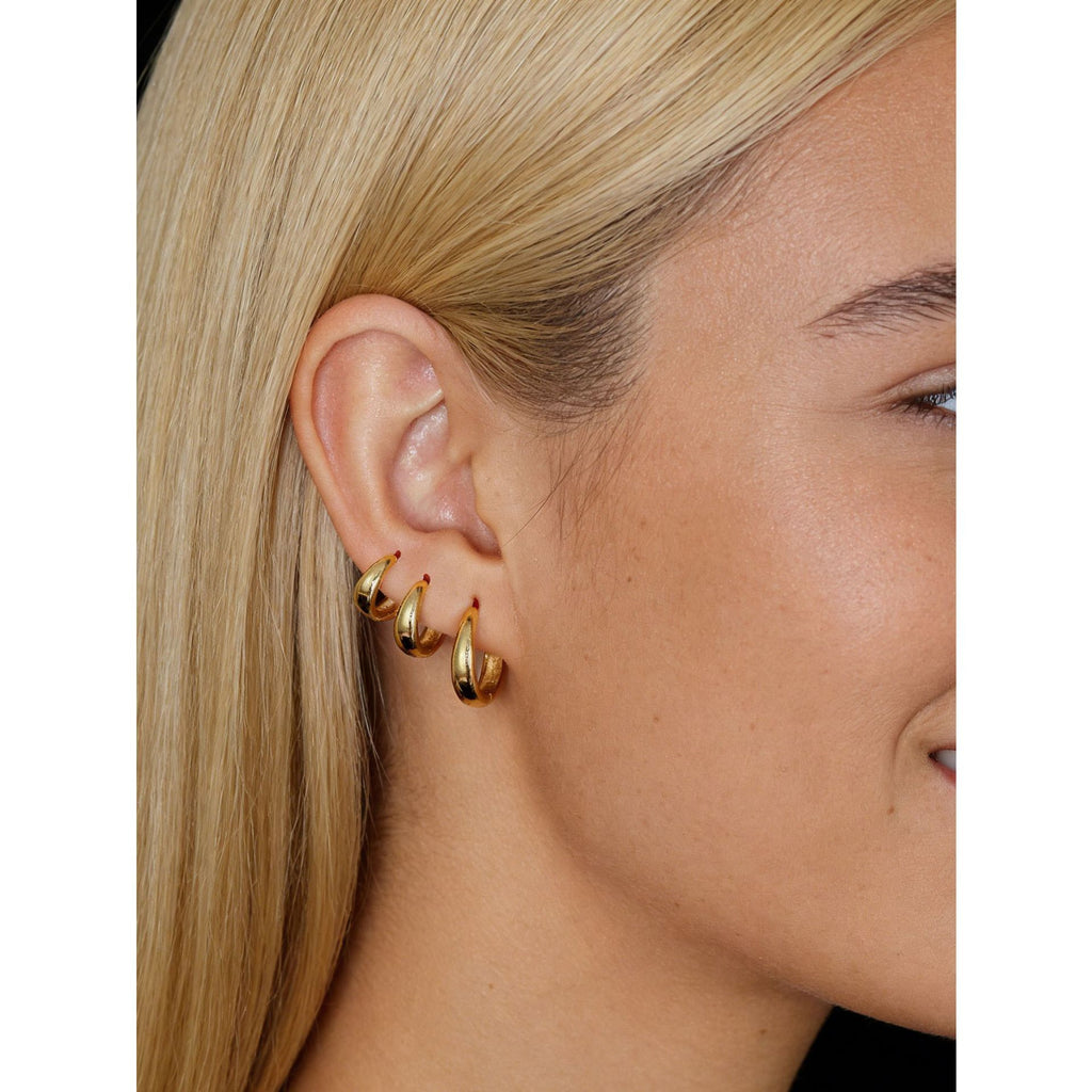 Fashionable Wide Design for Women Elegant Perfect for Daily Wear Geometric Gold 925 Sterling Silver Hoop Earrings