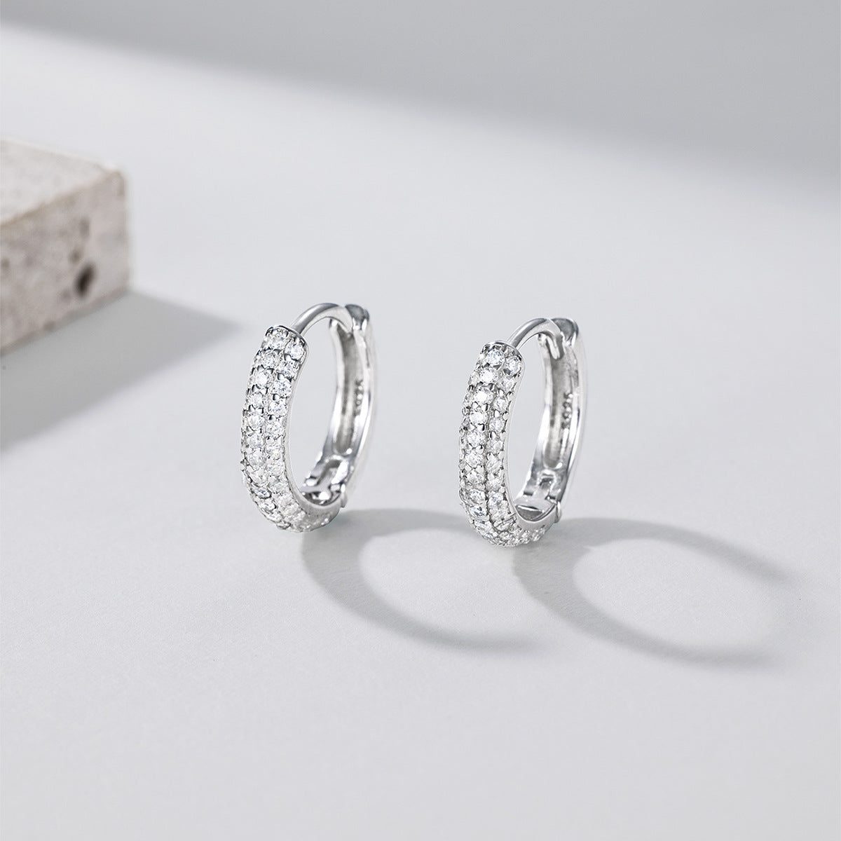 Starry Sky Circle Moissanite 925 Sterling Silver Hoop Earrings