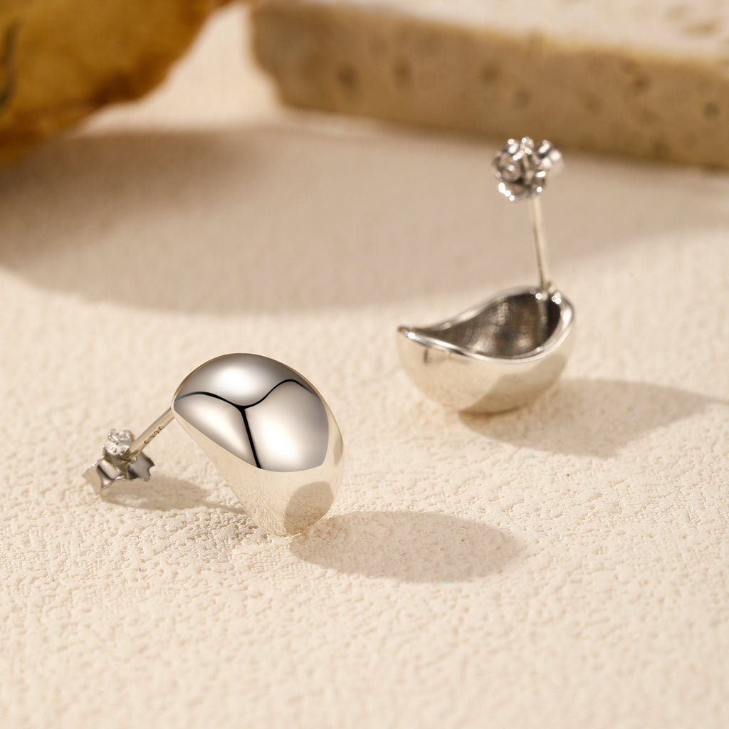 Elegant Geometric Oval Design Polished 925 Sterling Silver Minimalist Stud Earrings for Women Fashion Jewelry 2025 New Simple Style
