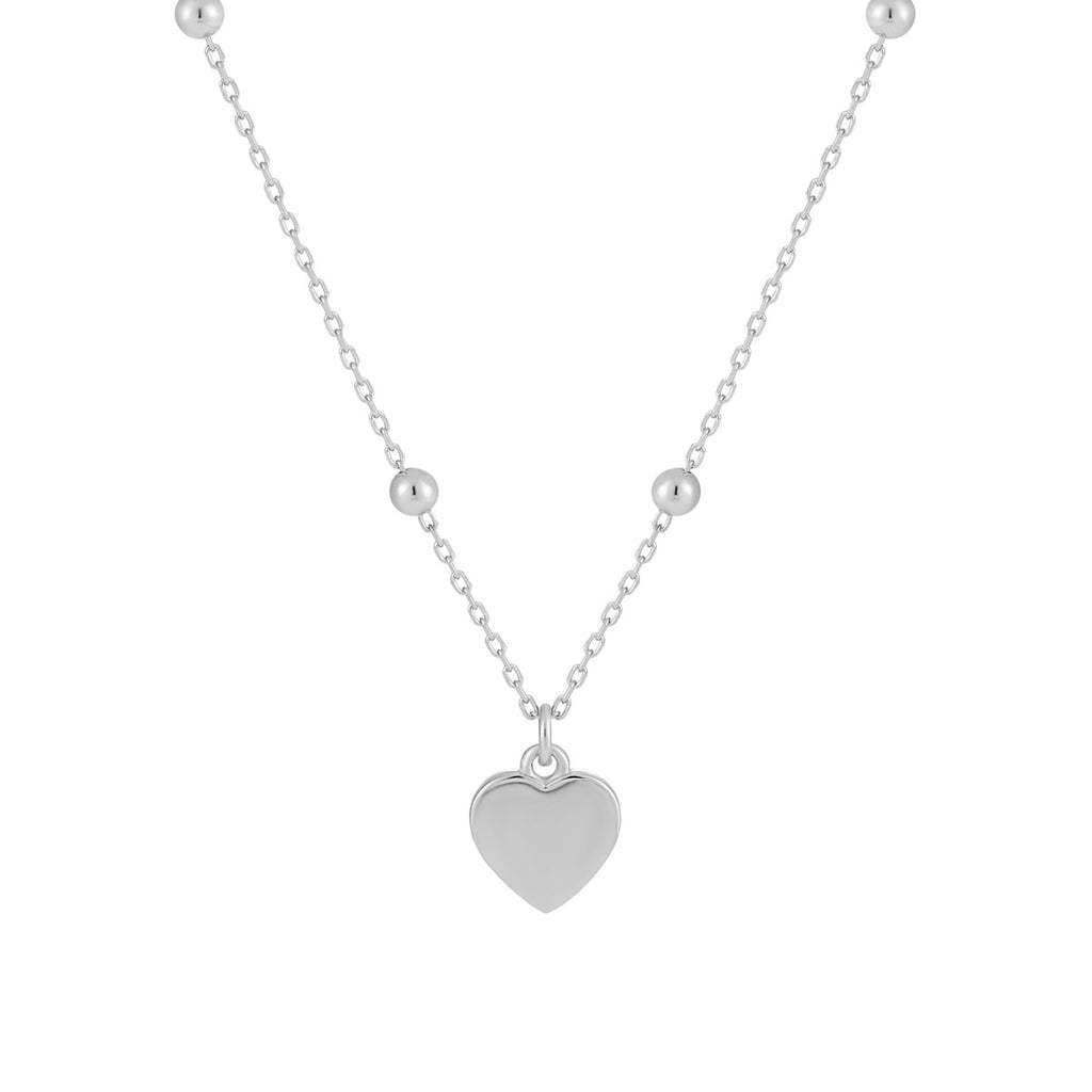 Girl Gift Simple Smoot Heart 925 Sterling Silver Necklace