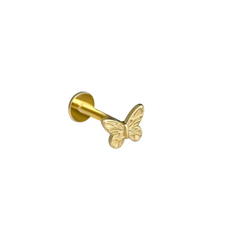 Cute Flying Butterfly 925 Sterling Screw Flat Stud Earring (Single)