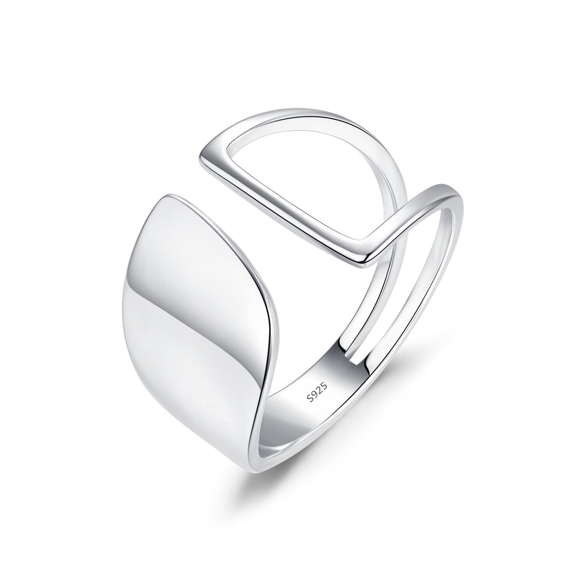 Unique Geometric Open Adjustable 925 Sterling Silver Simple Elegant Design Women's Ring for Fashion Party Anniversary Gift Modern Style Jewelry