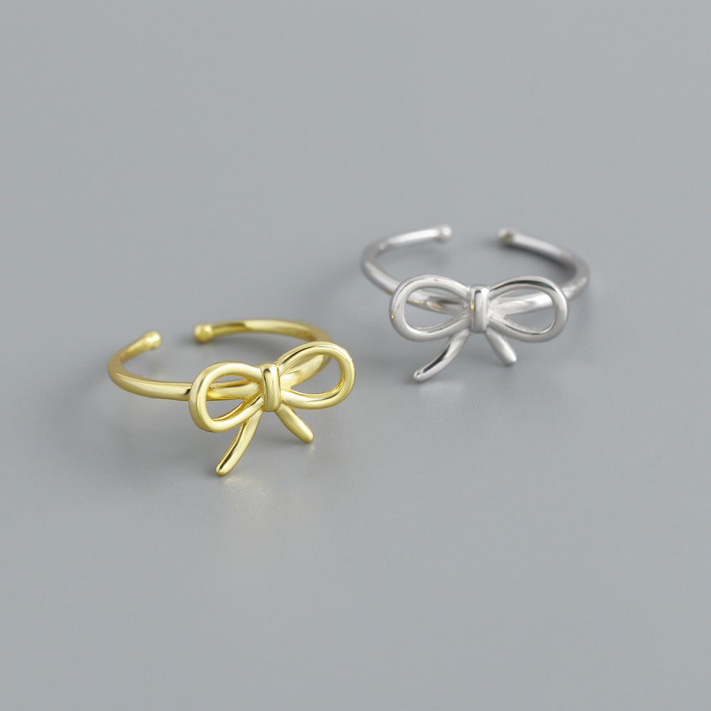 Adjustable Bow Knot Ring 925 Sterling Silver Ring