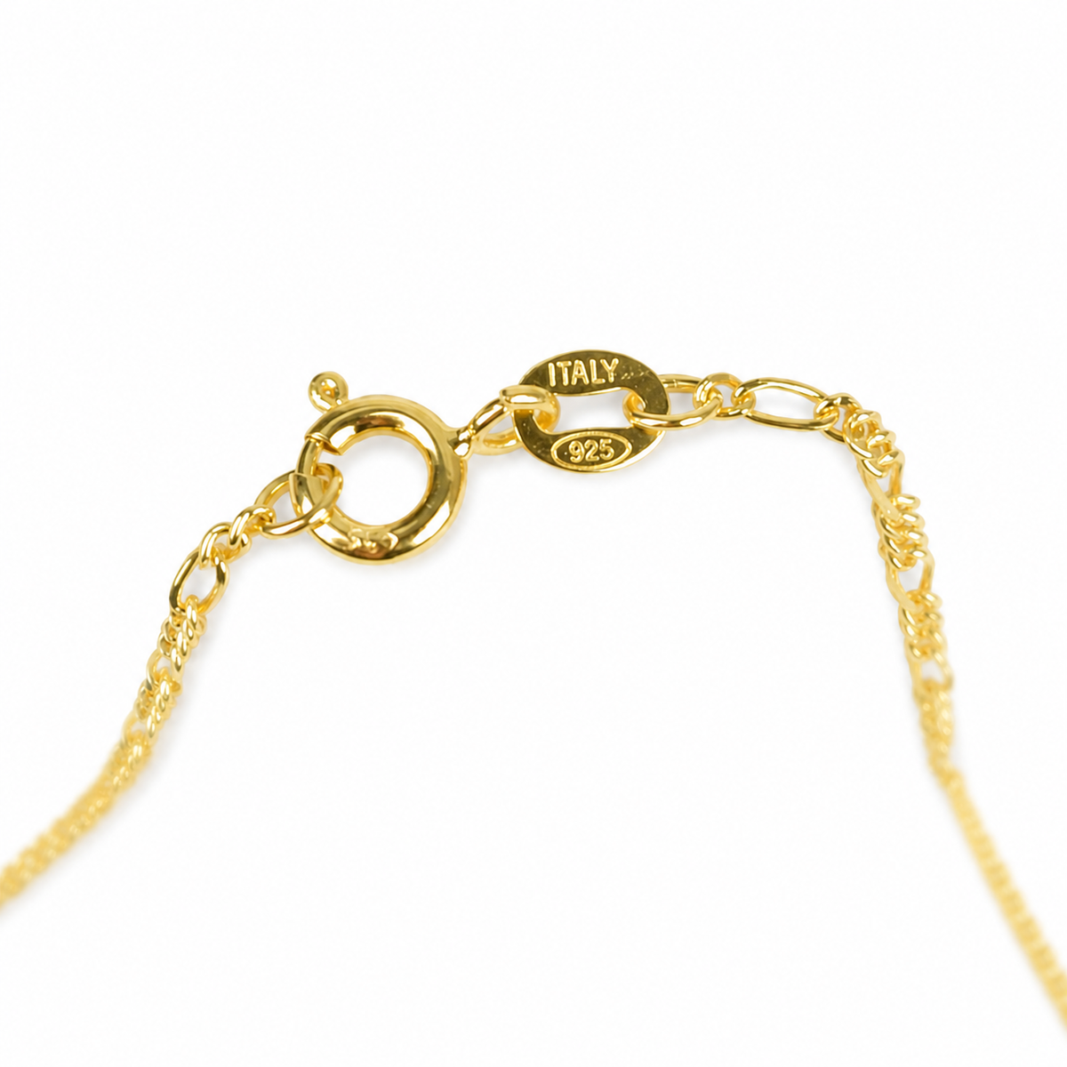 925 Sterling Silver 18K Gold Plated Figaro Mother Child Layering Necklace