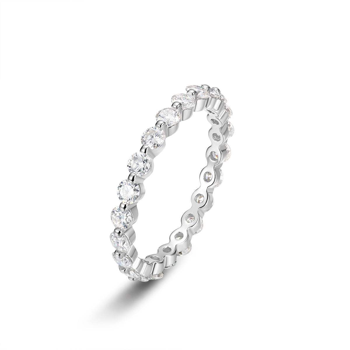Sparkling Cubic Zirconia 925 Sterling Silver Round Ring