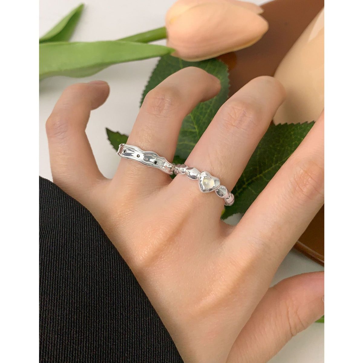 Geometric Design Silver Adjustable 925 Sterling Silver Ring