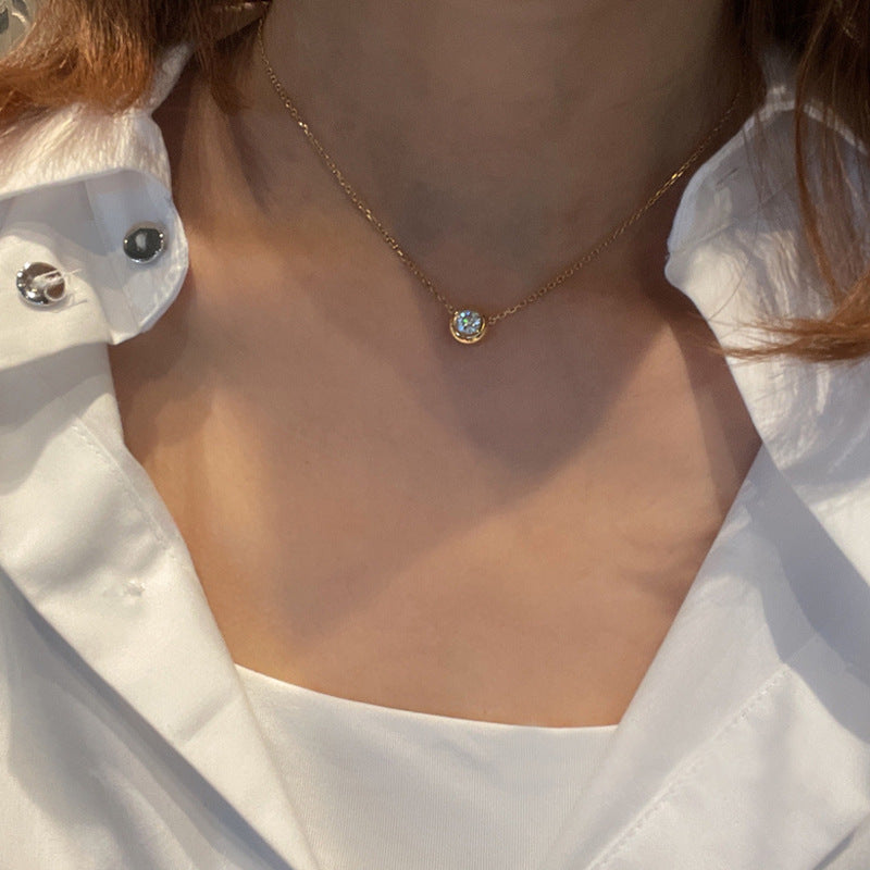 Simple Mini Round CZ Bubble 925 Sterling Silver Stacker Necklace