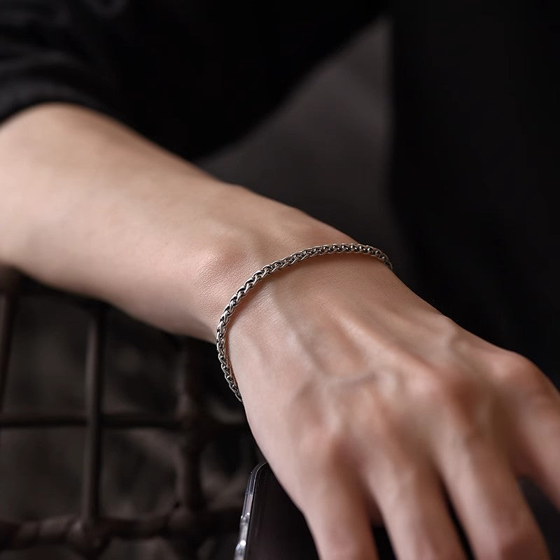 Braided Dragon Bone Chain 925 Sterling Silver Bracelet