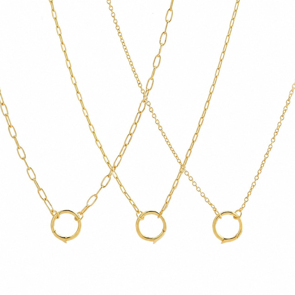 Minimalist Round Spring Clasp 925 Sterling Silver Chain Necklace DIY Charm Holder Layered Collarbone Necklace