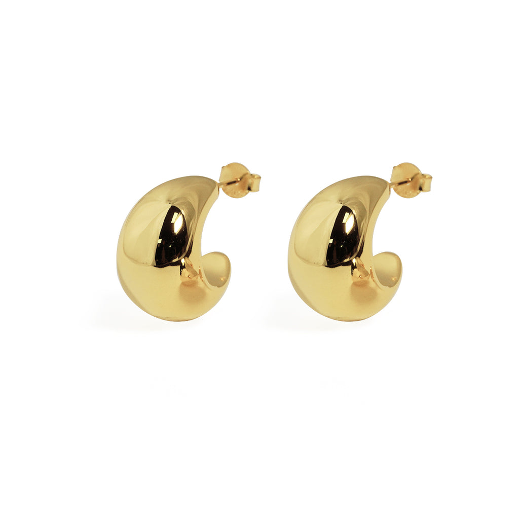 Modern Thickness S999 Sterling Silver Electroforming Huggie Hoop Earrings