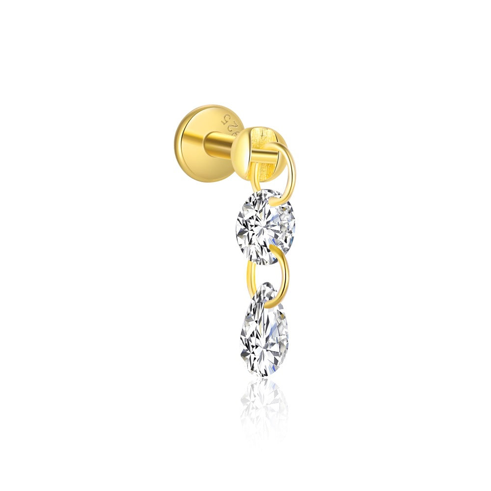 Fashion Golden CZ Geometry 925 Sterling Silver Dangling Earrings Necklace Bracelet