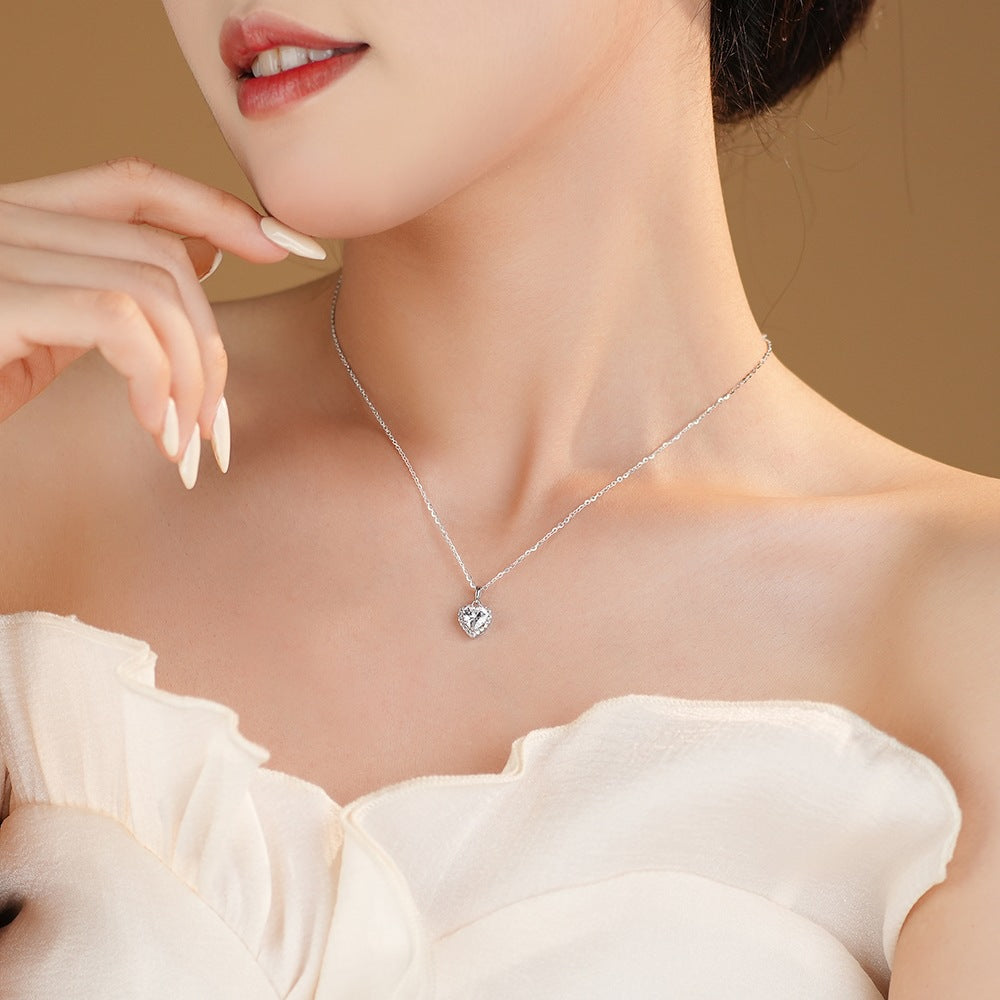 Honey Moon Shining CZ Heart 925 Sterling Silver Adjustable Ring Earrings Necklace