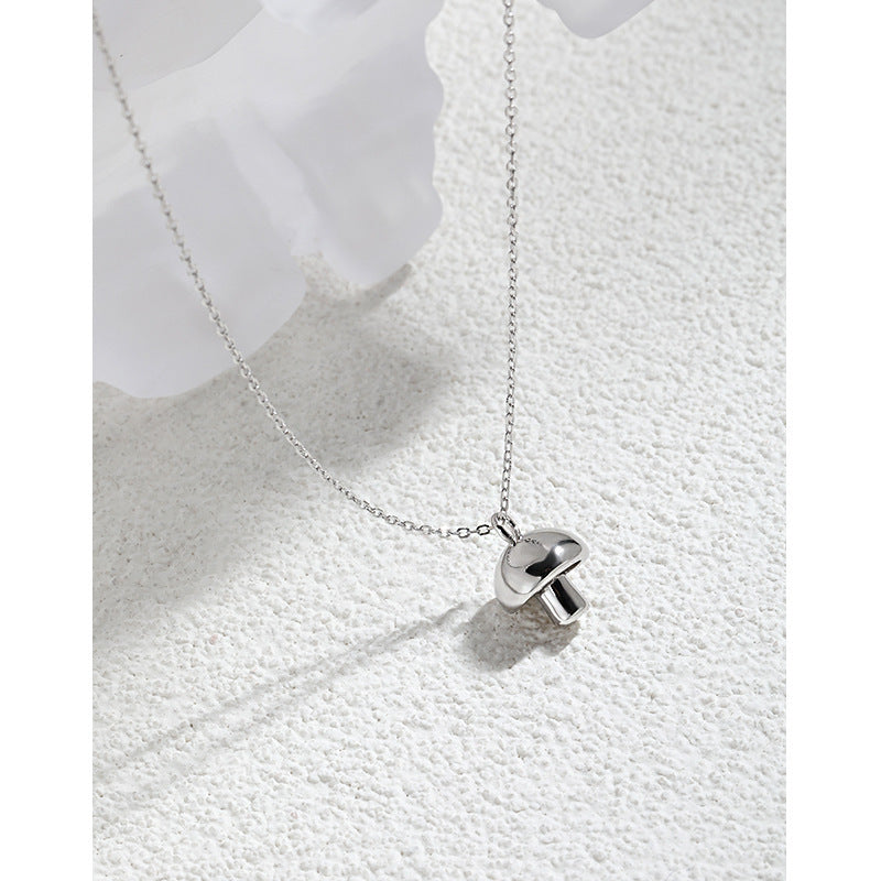 Elegant Mushroom 925 Sterling Silver Chain Pendant Necklace