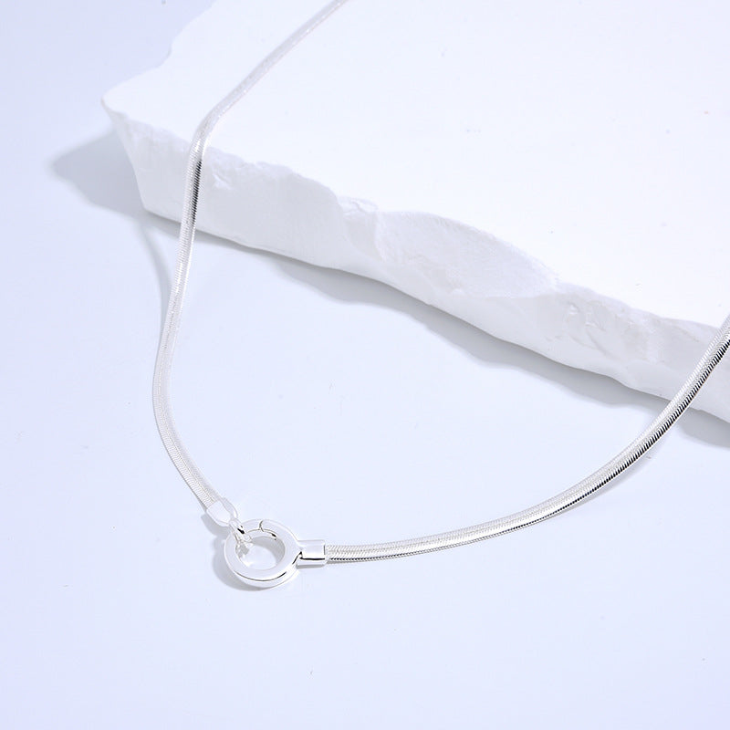 S925 Gold Plated O-shaped Thin Flat Snake Bone Necklace