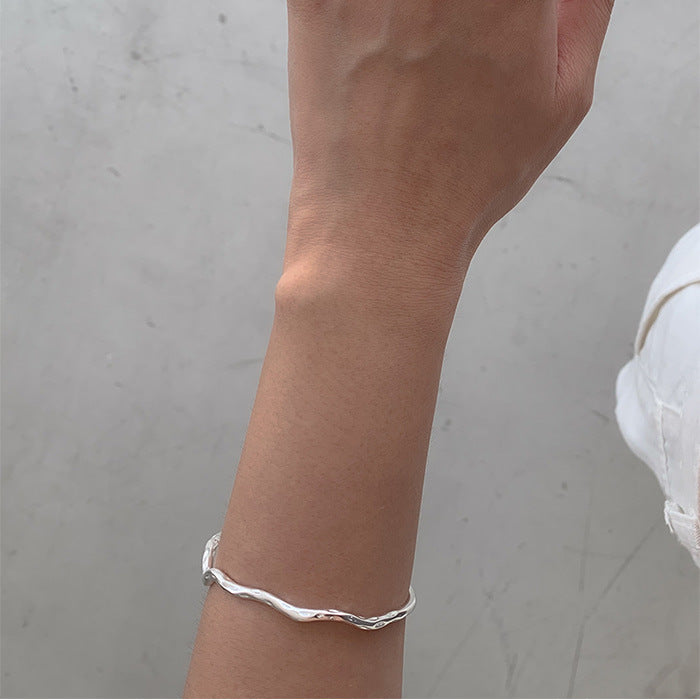 Elegant Geometric Twist Mobius Bangle 925 Sterling Silver Bangle