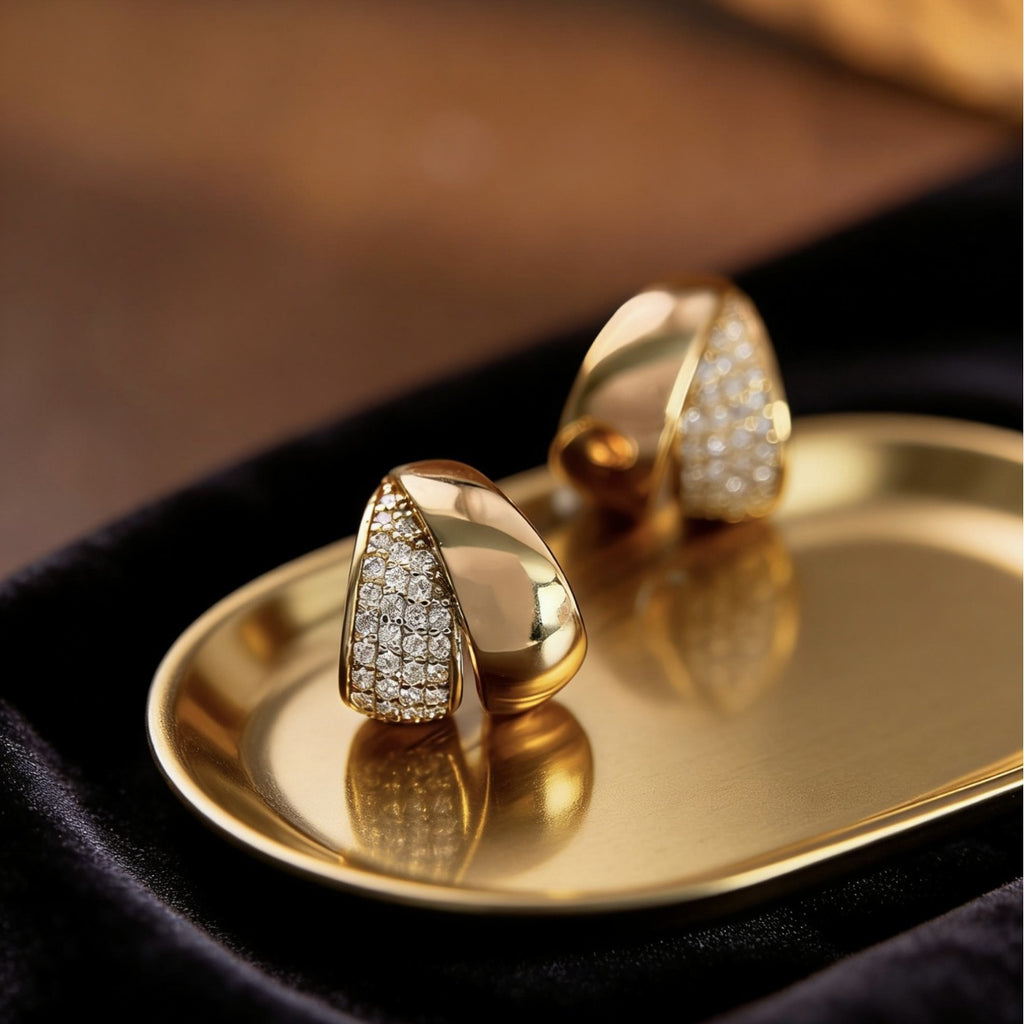 Elegant Geometric Design White Gold Cubic Zirconia 925 Sterling Silver Earrings