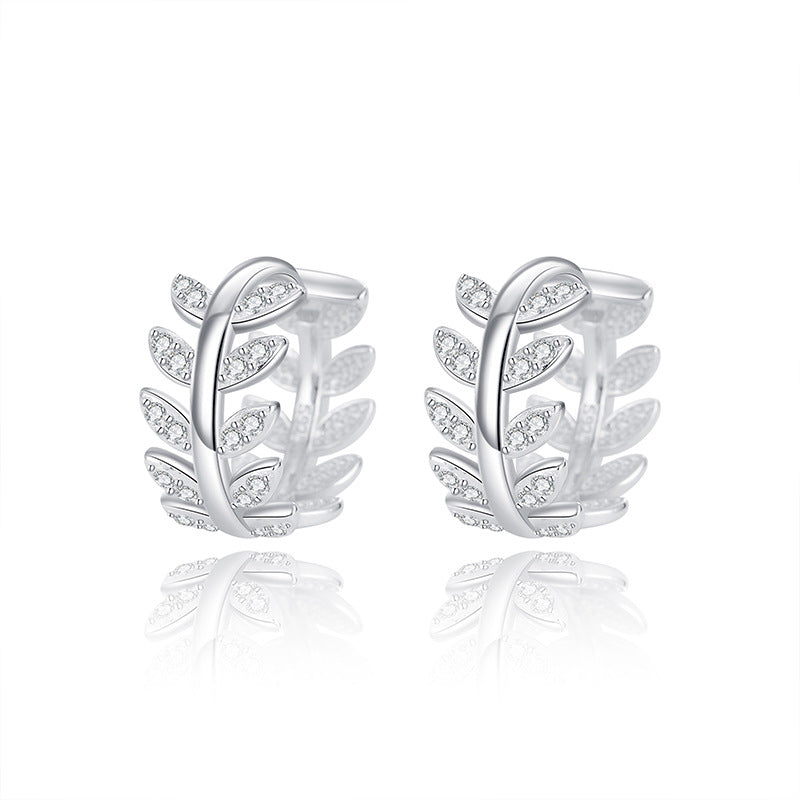 Elegant High-End Minimalist Ear JewelryLuxury Wheat Hoop CZ S925 Sterling Silver Earrings