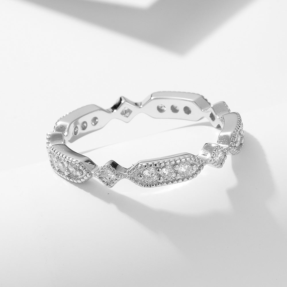 Geometry Rhombus Rectangle CZ 925 Sterling Silver Ring