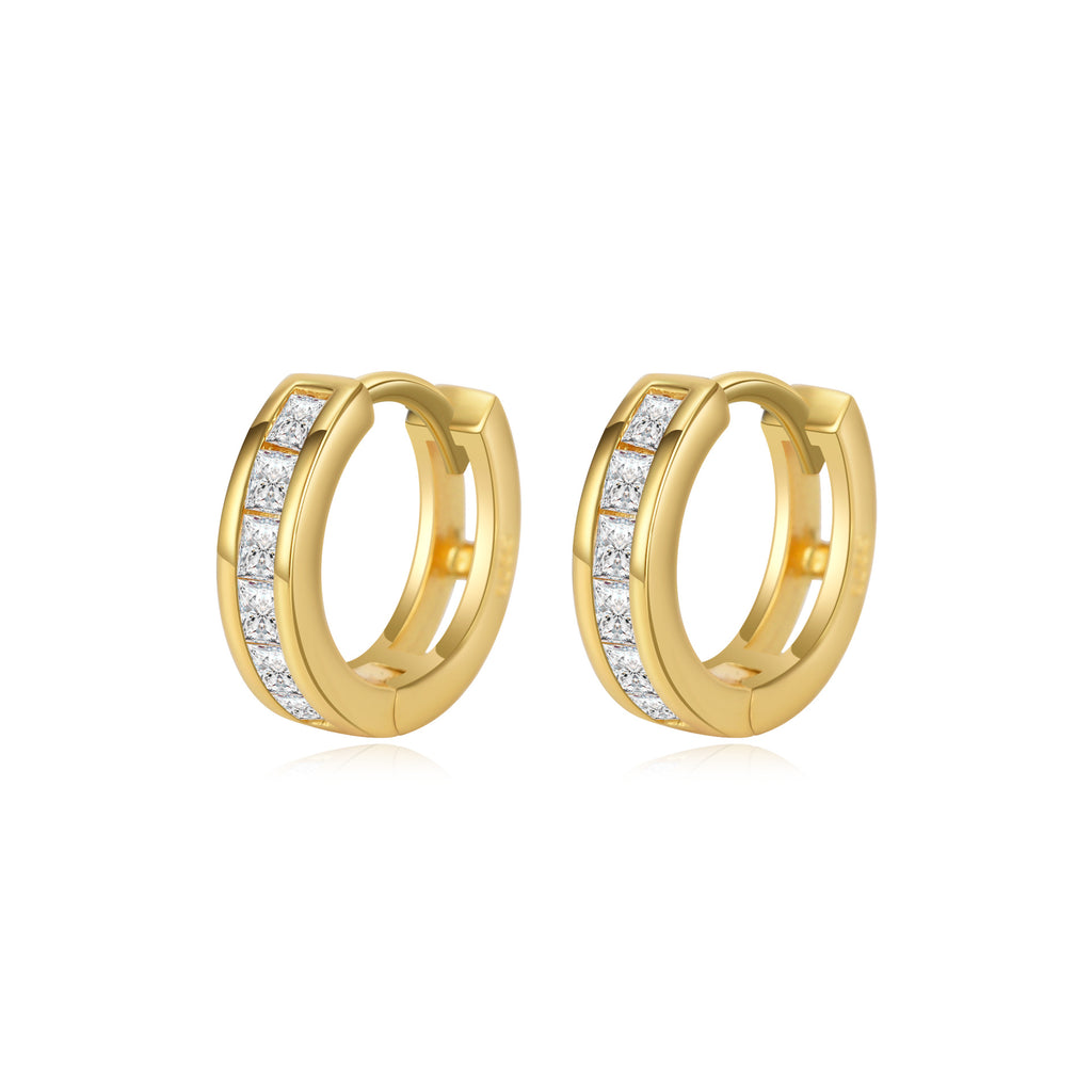 Minimalist Geometric CZ Luxury S925 Sterling Silver Hoop Earrings