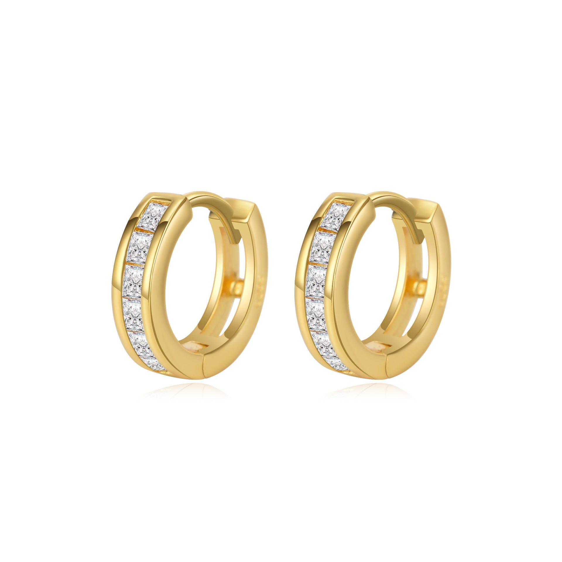Minimalist Geometric CZ Luxury S925 Sterling Silver Hoop Earrings