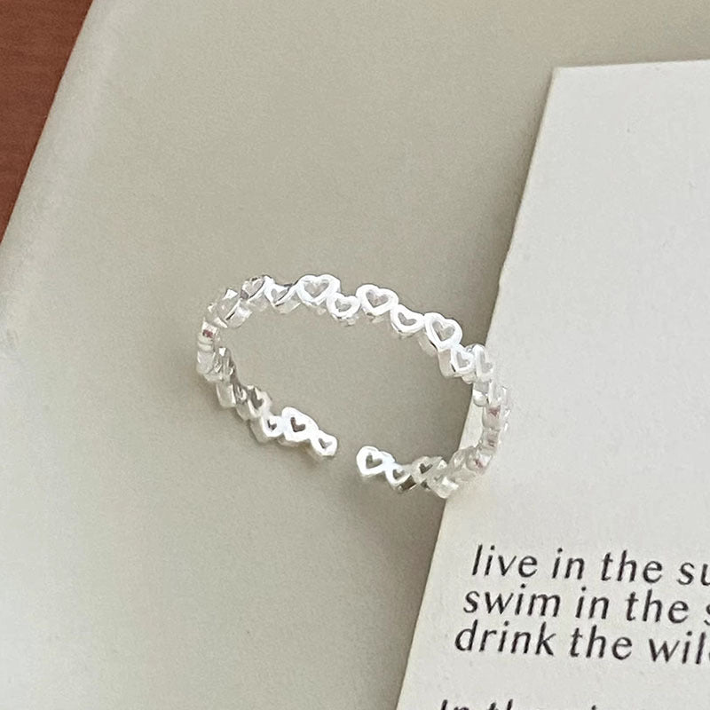 Sweet Hollow Heart by Heart 925 Sterling Silver Adjustable Ring