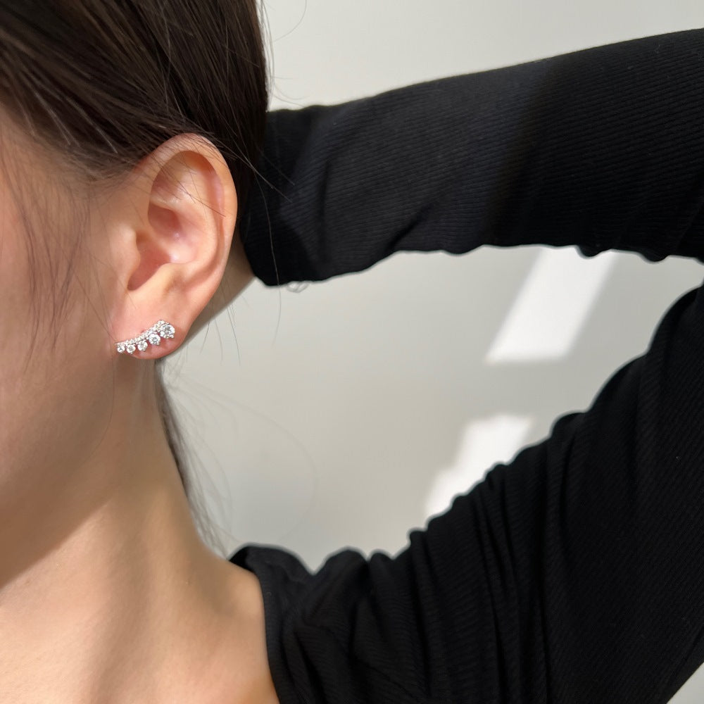 Causual CZ Lines Minimalism 925 Sterling Silver Stud Earrings