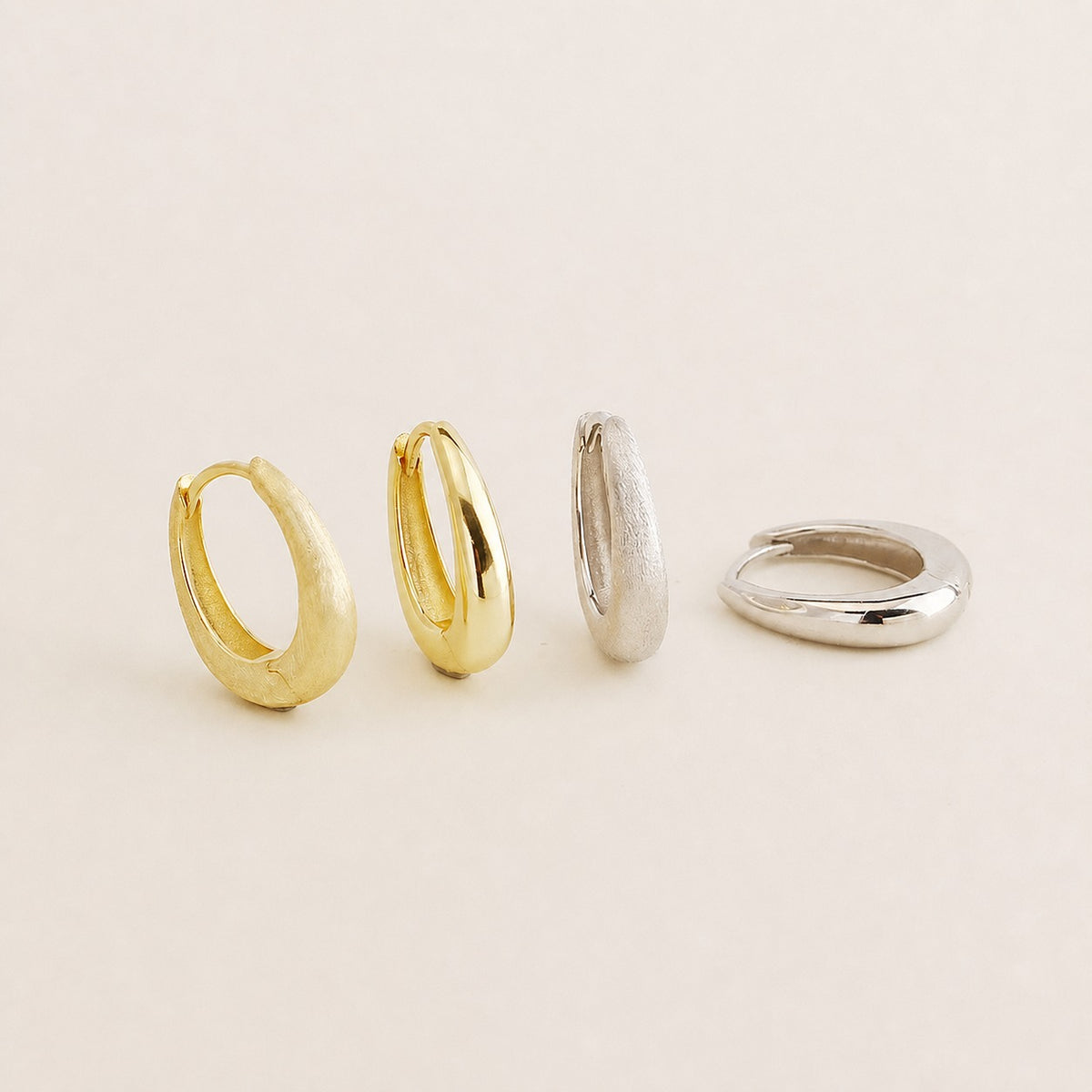 Modern Teardrop 925 Sterling Silver Huggie Hoop Earrings