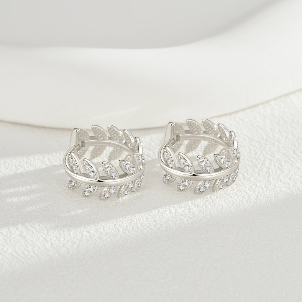 Elegant High-End Minimalist Ear JewelryLuxury Wheat Hoop CZ S925 Sterling Silver Earrings