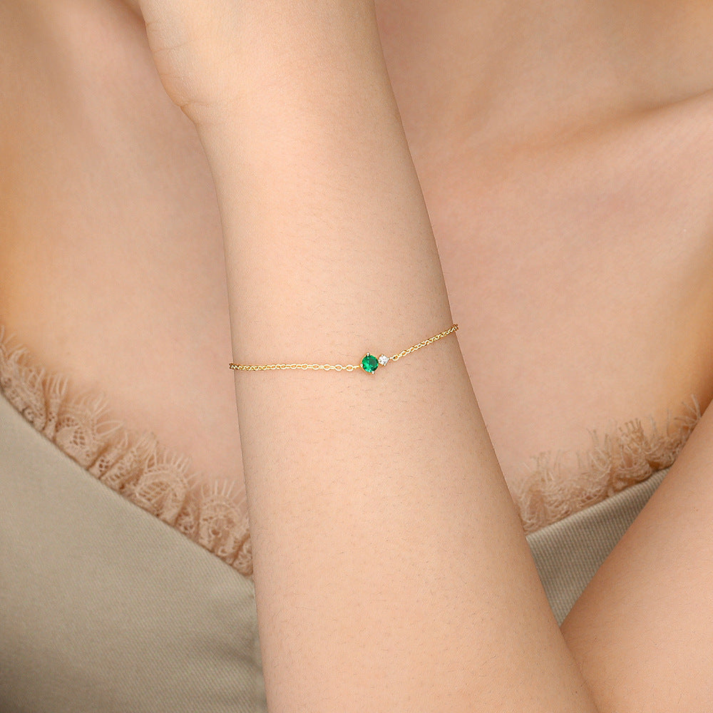 Simple Colorful Mini Round CZ 925 Sterling Silver Bracelet