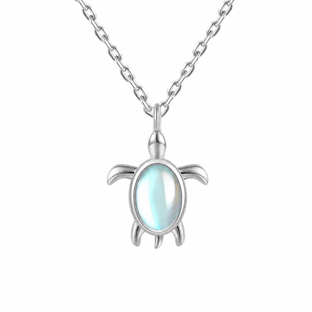 Synthetic Moonstone Turtle Pendant  925 Sterling Silver Necklace