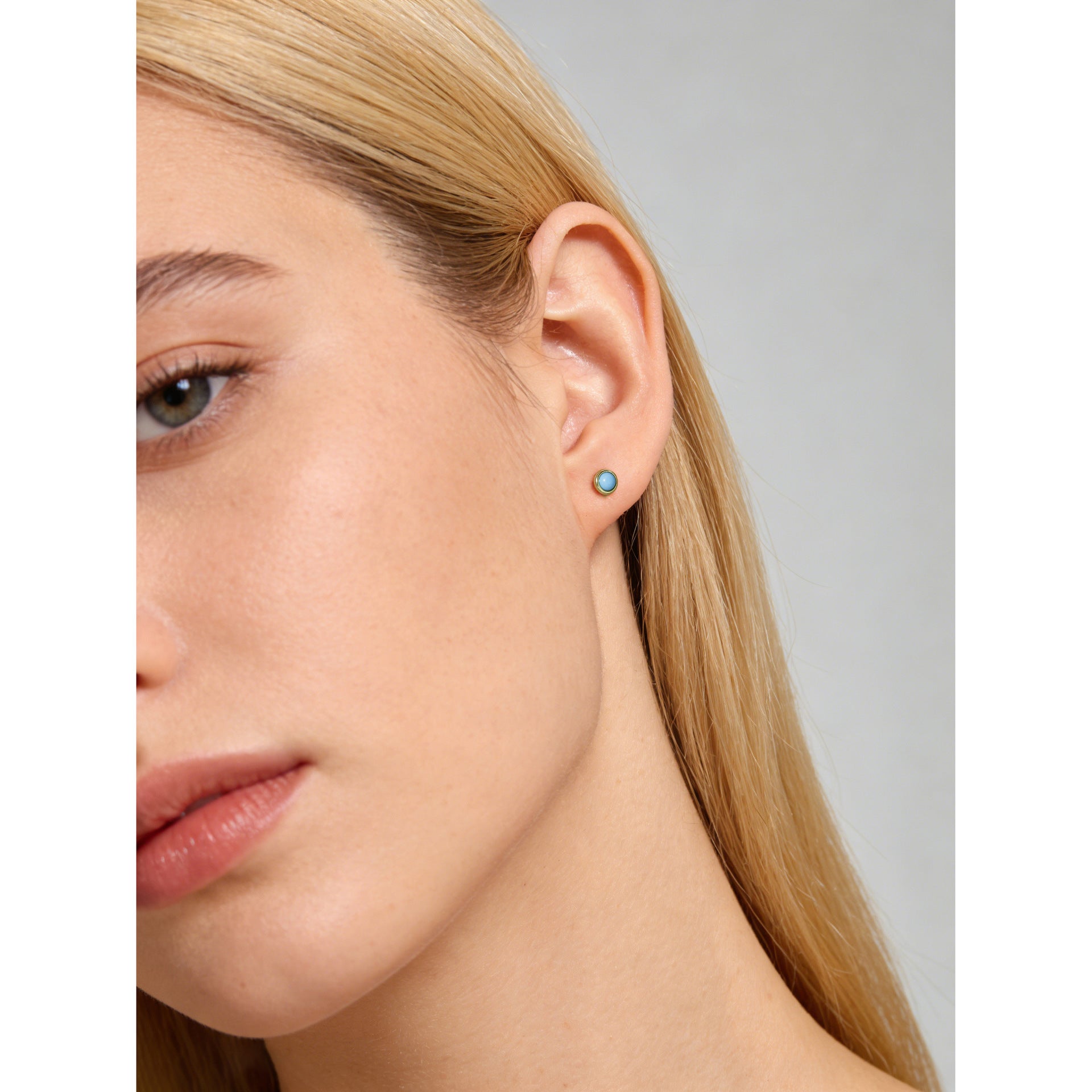 Natural Stone Blue Circular Geometric 925 Sterling Silver Earrings